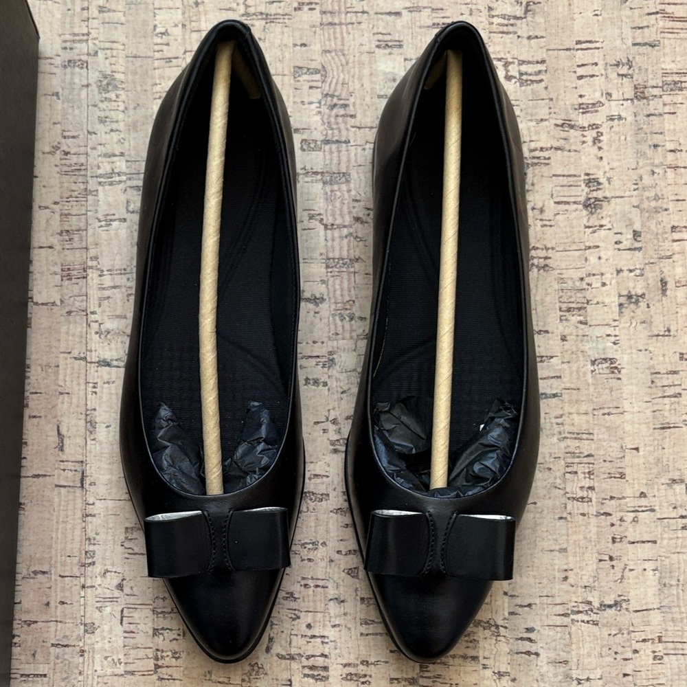 Cole Haan Zerogrand Black Leather Bow Skimmer NWT NIB 7B